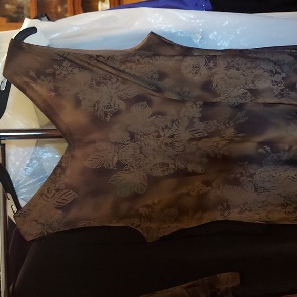 💥3/$50 Positive Attitude Women Brown Floral Polyester Long Sleeve Maxi Length - Picture 9 of 11